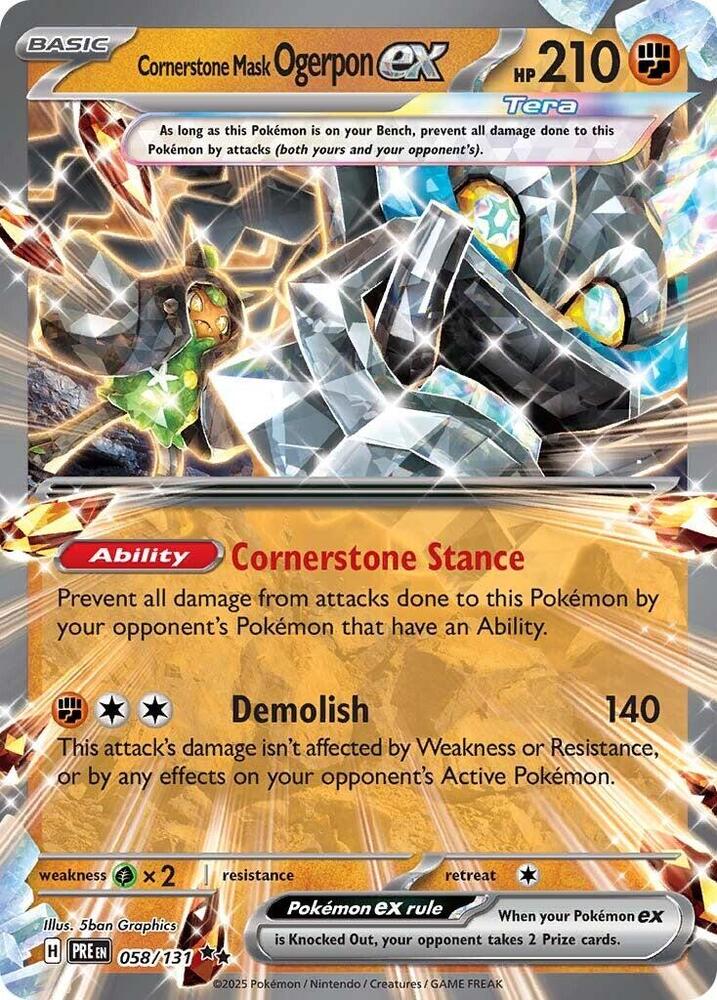 Cornerstone Mask Ogerpon ex 058/131 Holofoil — Prismatic Evolutions Pokémon card