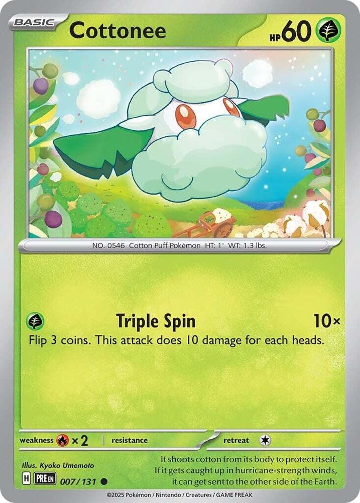 Cottonee 007/131 Reverse Holofoil — Prismatic Evolutions Pokémon card