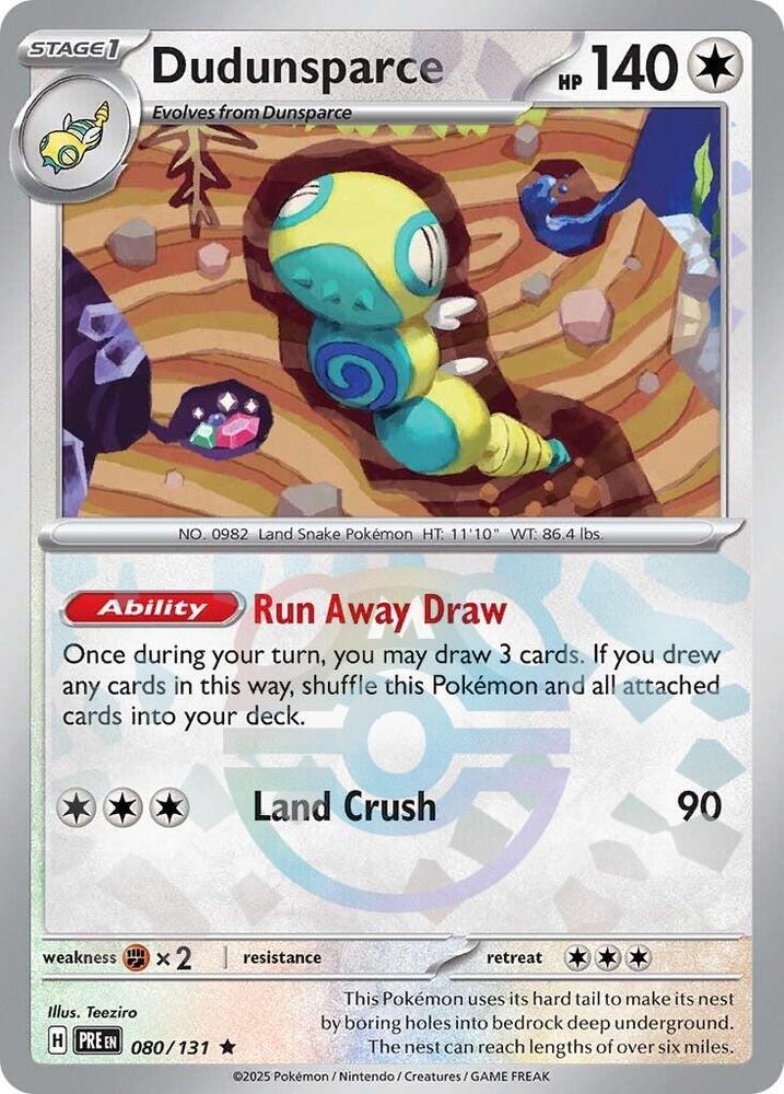 Dudunsparce 080/131 Master Ball — Prismatic Evolutions Pokémon card