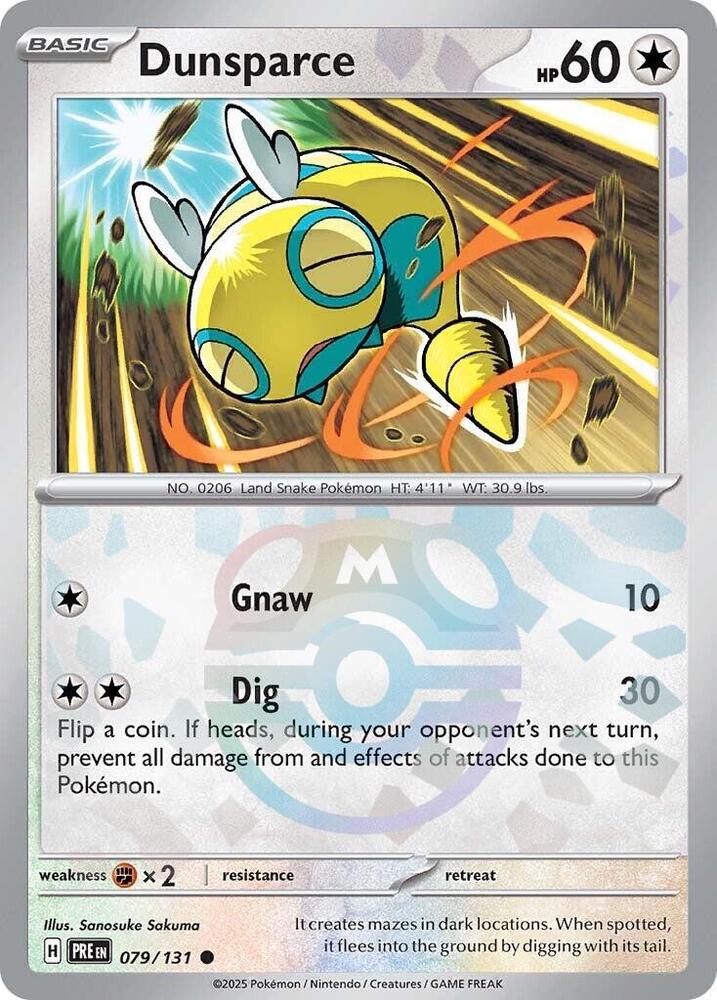 Dunsparce 079/131 Master Ball — Prismatic Evolutions Pokémon card