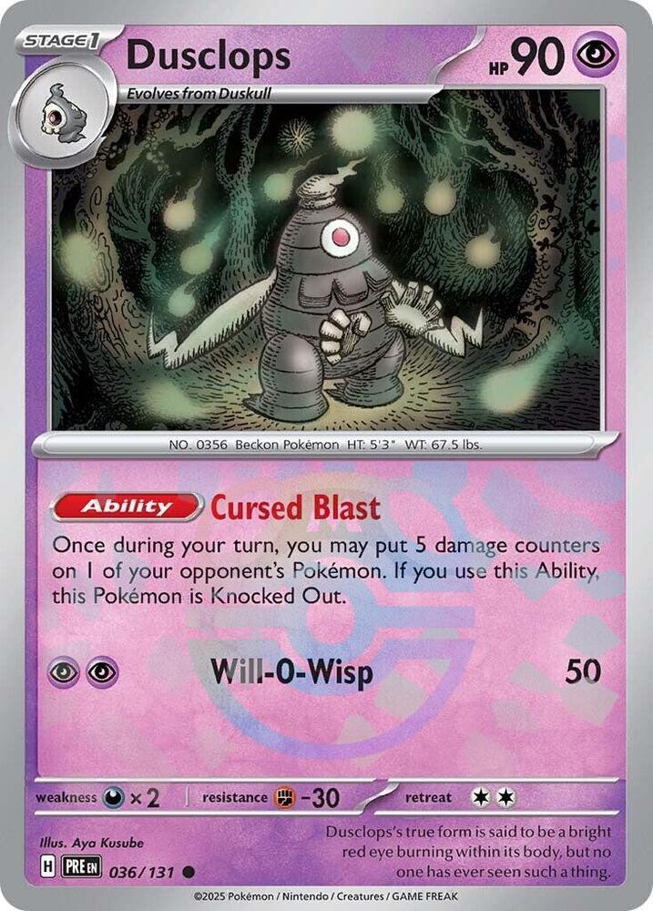 Dusclops 036/131 Master Ball — Prismatic Evolutions Pokémon card