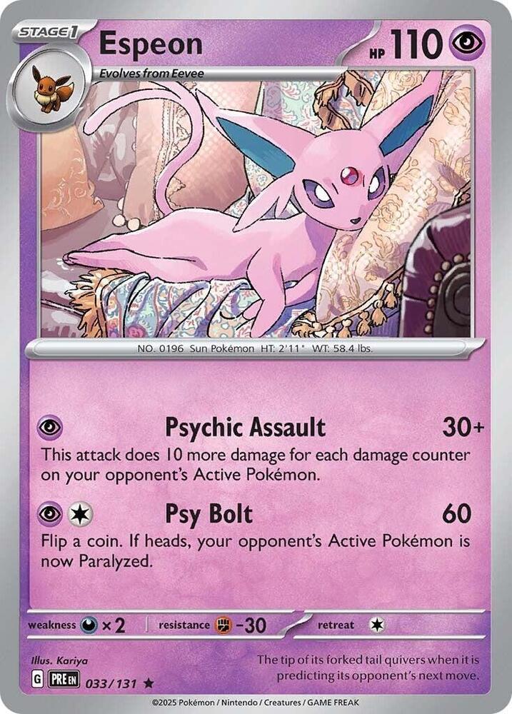 Espeon 033/131 Holofoil — Prismatic Evolutions Pokémon card