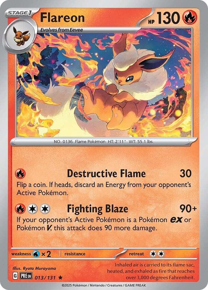 Flareon 013/131 Reverse Holofoil — Prismatic Evolutions Pokémon card