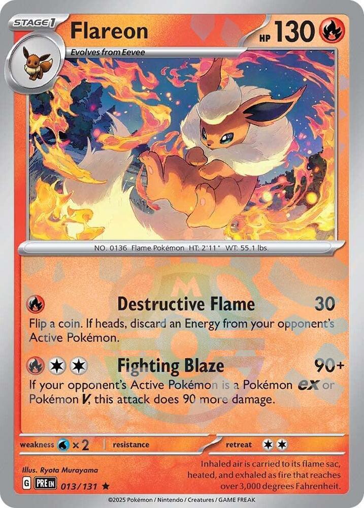 Flareon 013/131 Master Ball — Prismatic Evolutions Pokémon card