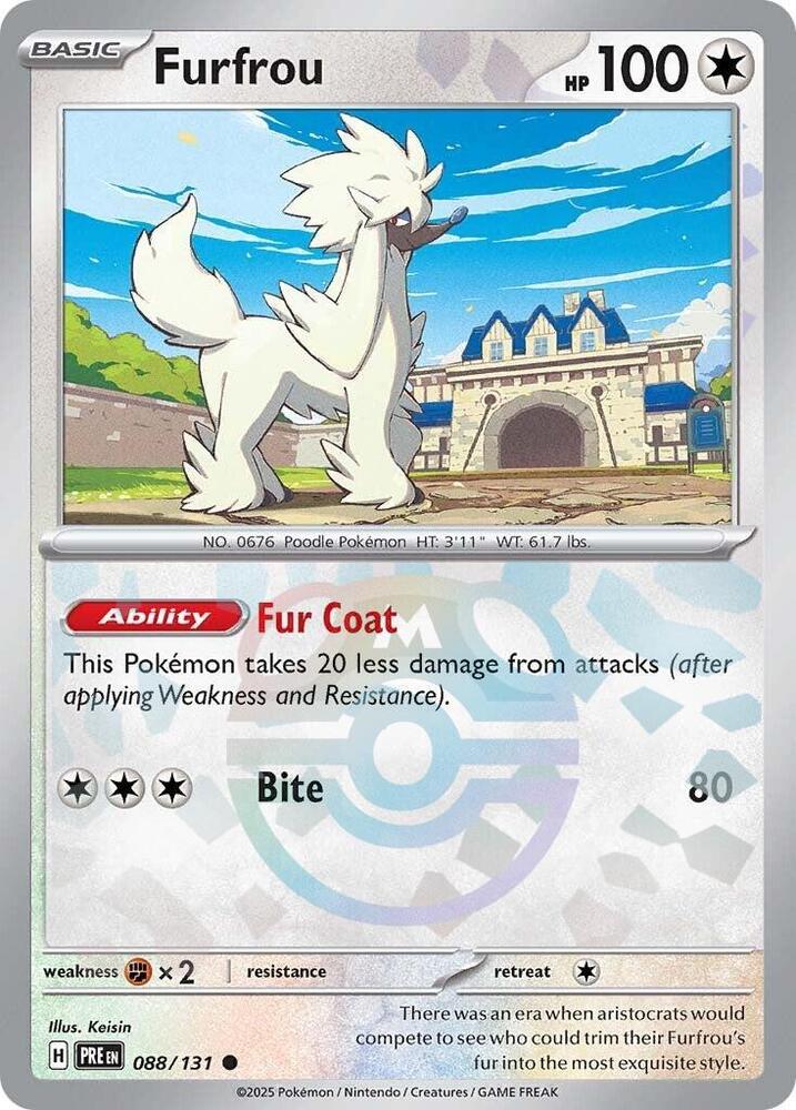 Furfrou 088/131 Master Ball, Prismatic Evolutions Pokémon card
