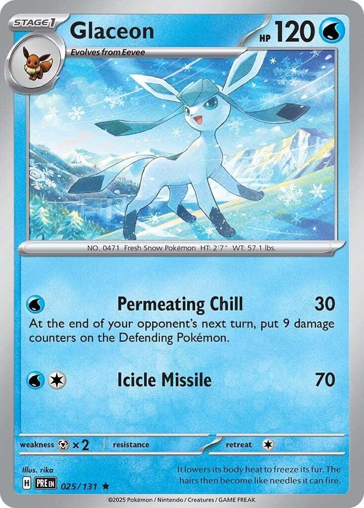 Glaceon 025/131 Reverse Holofoil, Prismatic Evolutions Pokémon card