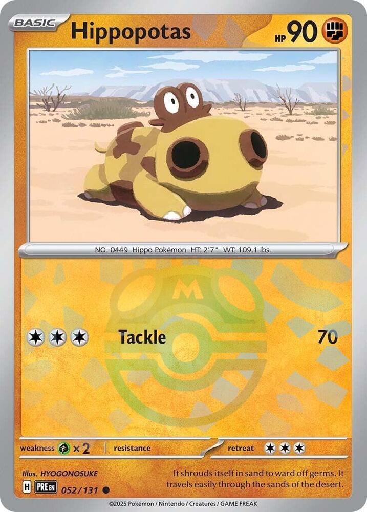 Hippopotas 052/131 Master Ball, Prismatic Evolutions Pokémon card