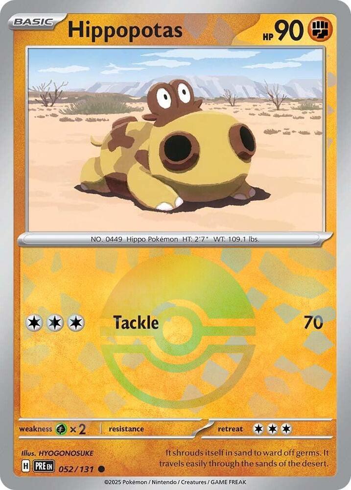 Hippopotas 052/131 Poke Ball, Prismatic Evolutions Pokémon card