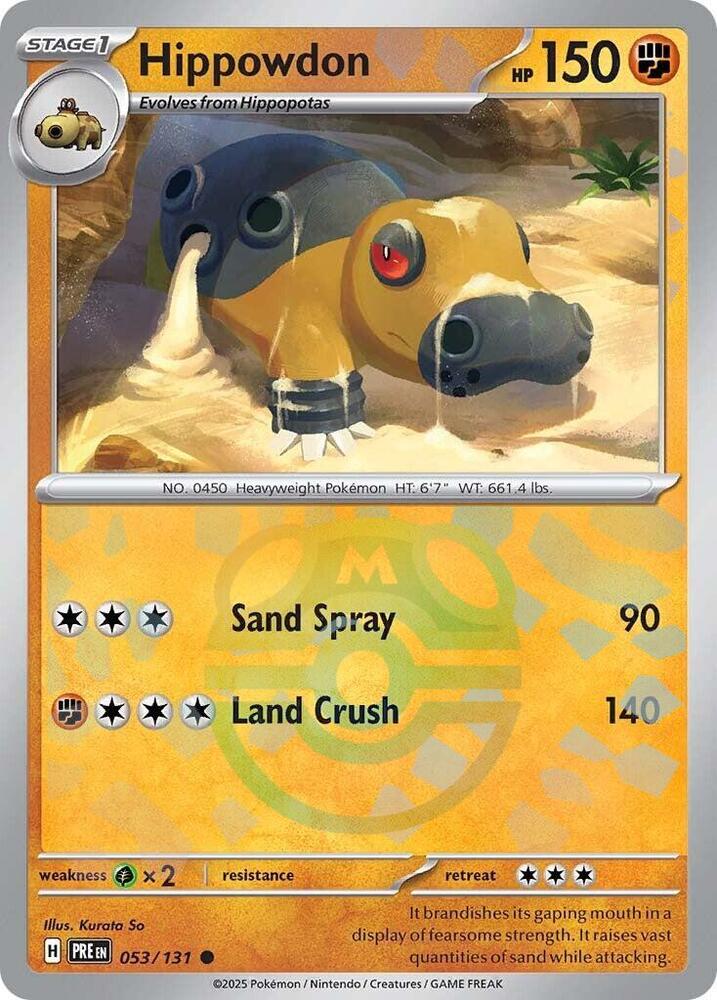 Hippowdon 053/131 Master Ball — Prismatic Evolutions Pokémon card