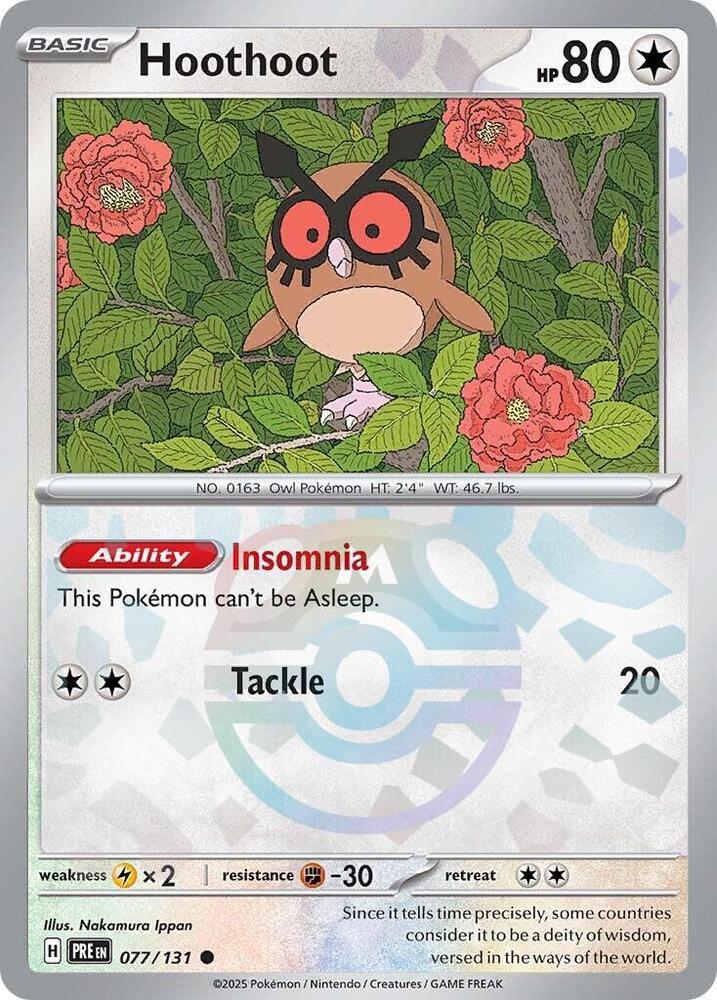 Hoothoot 077/131 Master Ball — Prismatic Evolutions Pokémon card