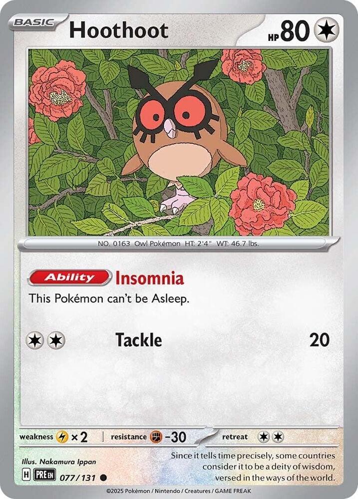 Hoothoot 077/131 — Prismatic Evolutions Pokémon card