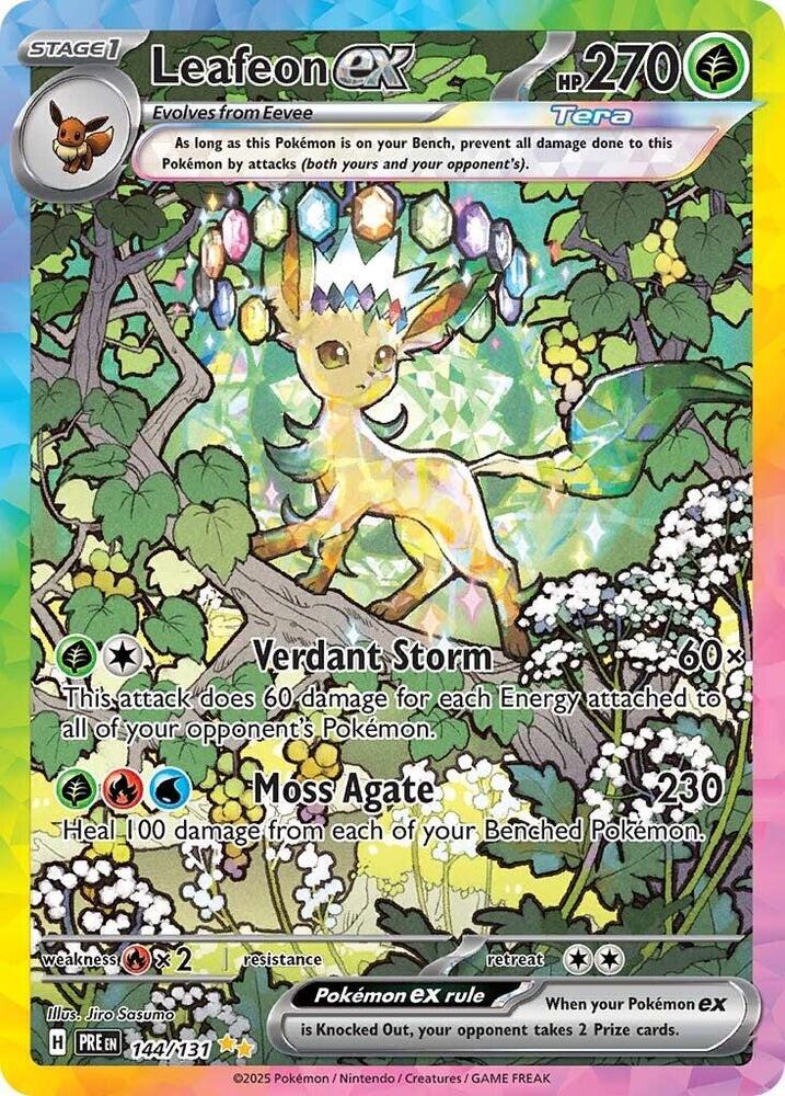 Leafeon ex 144/131 Holofoil, Prismatic Evolutions Pokémon card