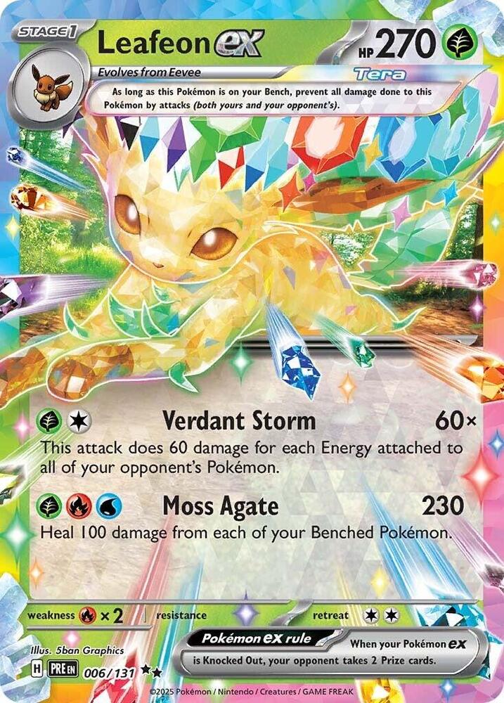 Leafeon ex 006/131 Holofoil, Prismatic Evolutions Pokémon card