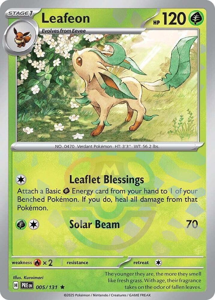 Leafeon 005/131 Master Ball, Prismatic Evolutions Pokémon card