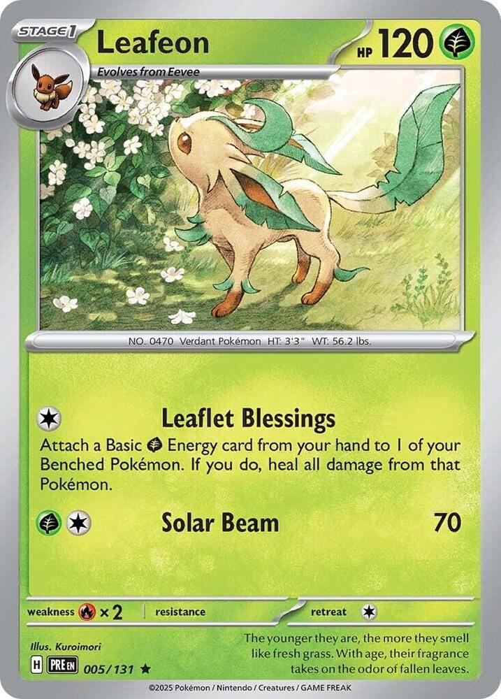 Leafeon 005/131 Reverse Holofoil, Prismatic Evolutions Pokémon card