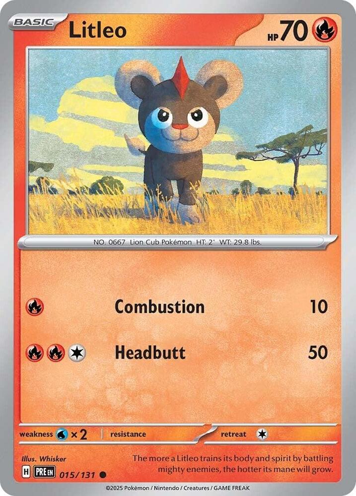Litleo 015/131 Reverse Holofoil, Prismatic Evolutions Pokémon card