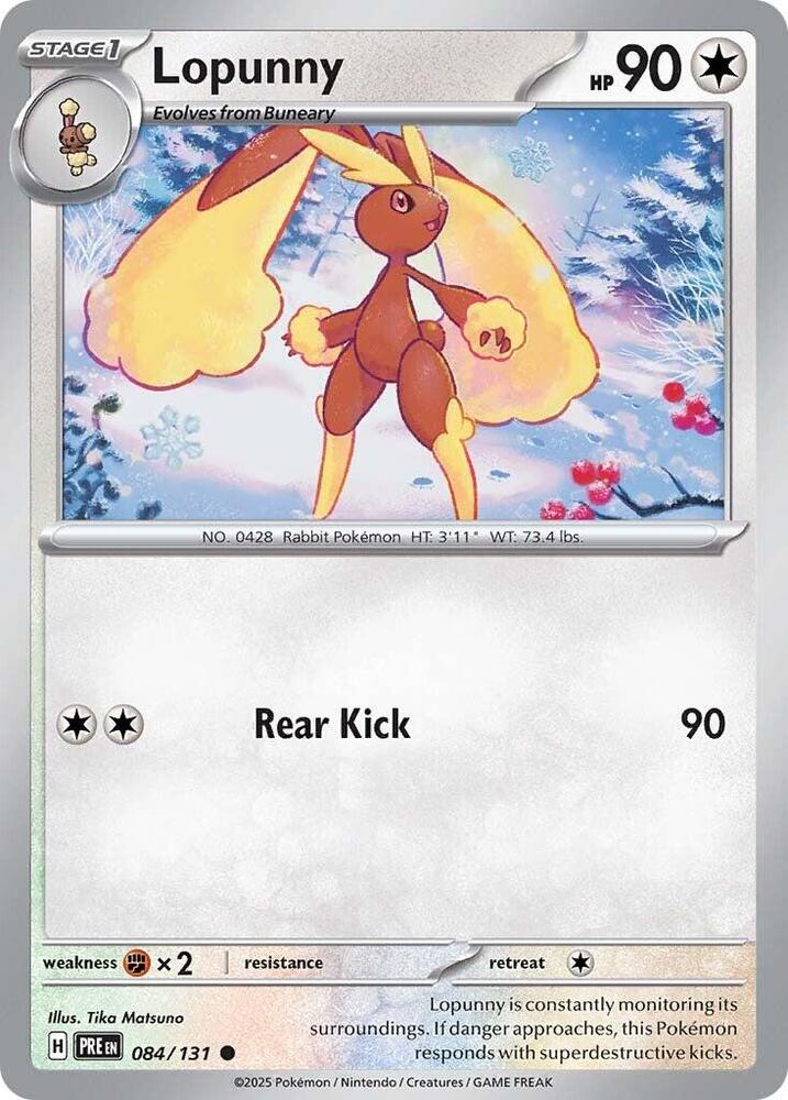 Lopunny 084/131 Reverse Holofoil, Prismatic Evolutions Pokémon card