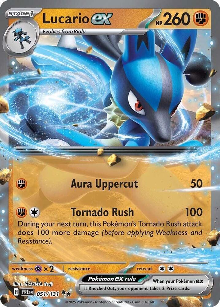 Lucario ex 051/131 Holofoil, Prismatic Evolutions Pokémon card