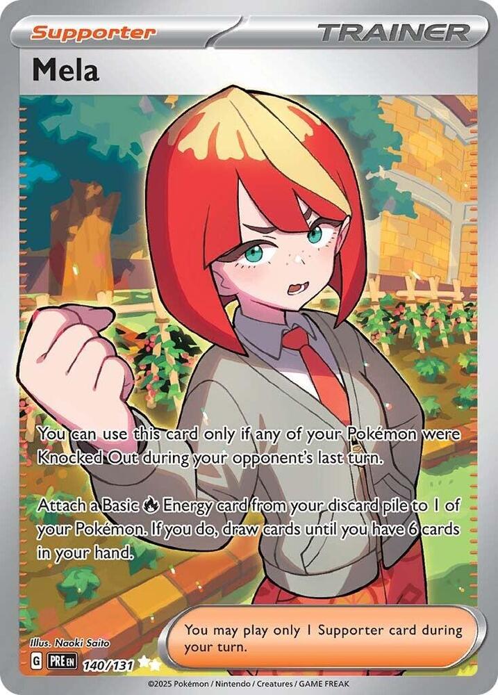 Mela 140/131 Holofoil, Prismatic Evolutions Pokémon card