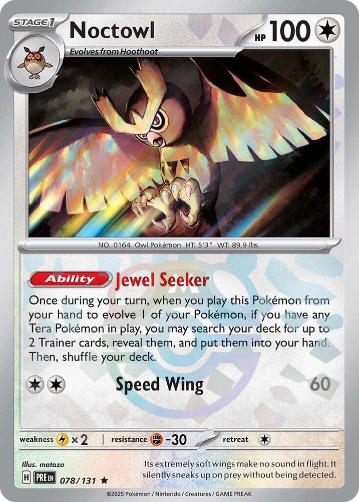 Noctowl 078/131 Master Ball, Prismatic Evolutions Pokémon card