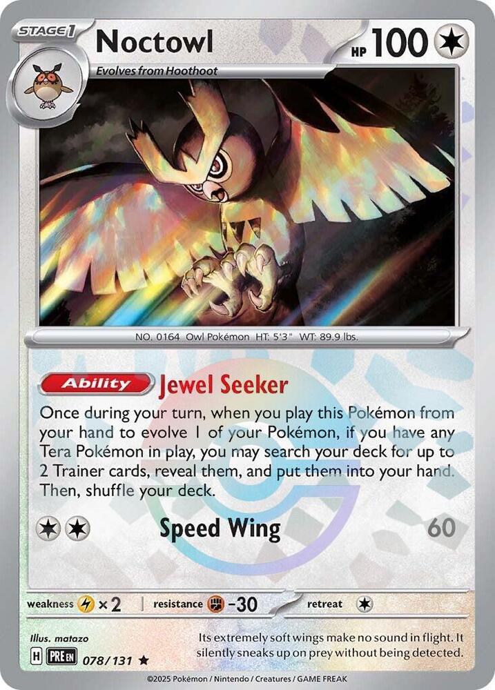 Noctowl 078/131 Poke Ball, Prismatic Evolutions Pokémon card