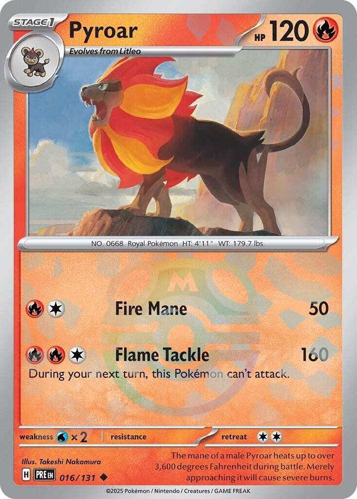 Pyroar 016/131 Master Ball — Prismatic Evolutions Pokémon card