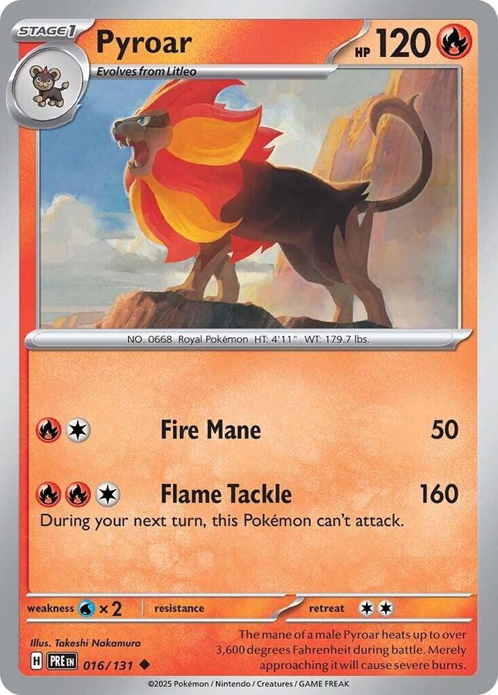 Pyroar 016/131 Reverse Holofoil — Prismatic Evolutions Pokémon card