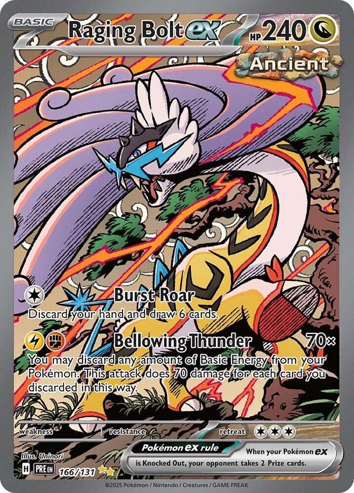 Raging Bolt ex 166/131 Holofoil — Prismatic Evolutions Pokémon card