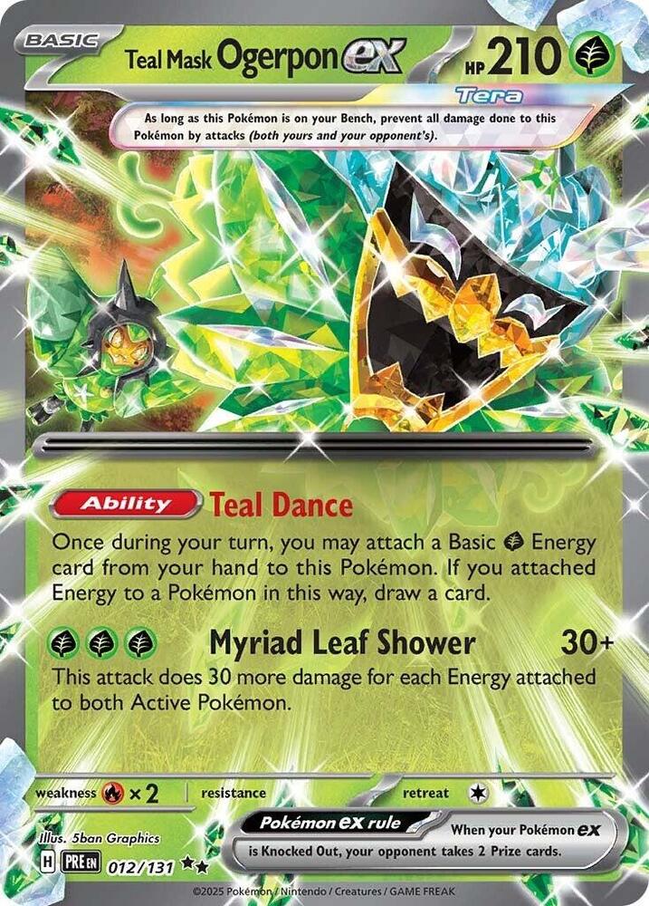 Teal Mask Ogerpon ex 012/131 Holofoil — Prismatic Evolutions Pokémon card