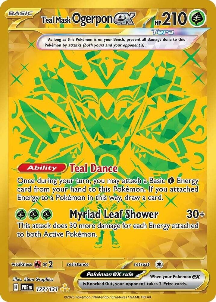 Teal Mask Ogerpon ex 177/131 Holofoil — Prismatic Evolutions Pokémon card