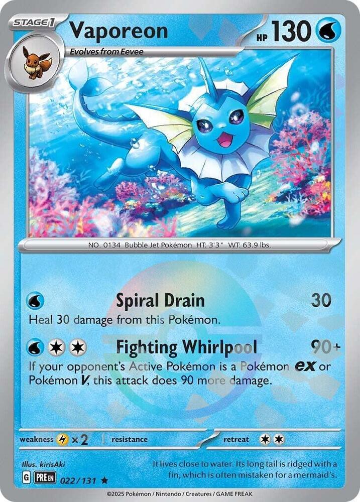 Vaporeon 022/131 Poke Ball — Prismatic Evolutions Pokémon card