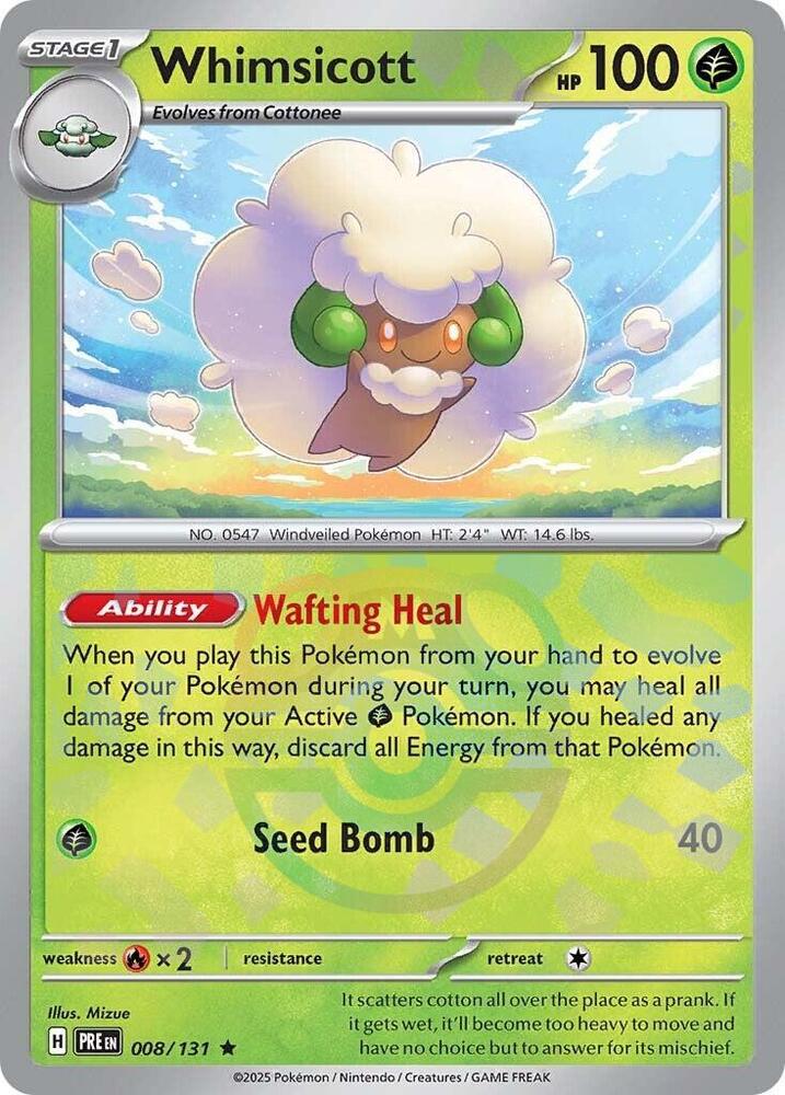 Whimsicott 008/131 Master Ball — Prismatic Evolutions Pokémon card