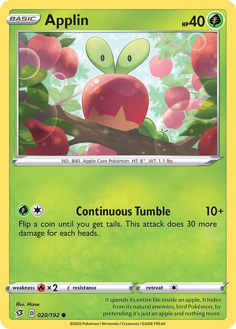 Applin 020/192 Reverse Holofoil — Rebel Clash Pokémon card