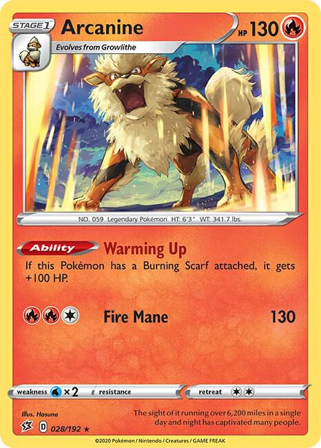 Arcanine 028/192 — Rebel Clash Pokémon card