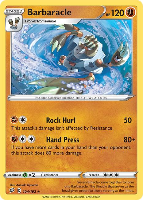 Barbaracle 104/192 Reverse Holofoil — Rebel Clash Pokémon card