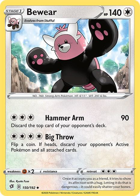 Bewear 150/192 Reverse Holofoil — Rebel Clash Pokémon card