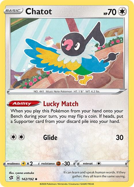 Chatot 142/192 Reverse Holofoil — Rebel Clash Pokémon card