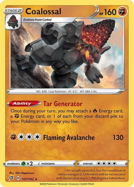 Coalossal 107/192 Reverse Holofoil — Rebel Clash Pokémon card