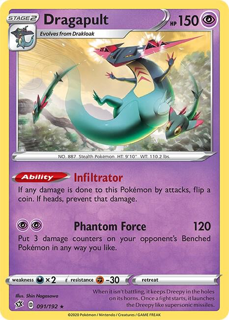 Dragapult 091/192 Holofoil — Rebel Clash Pokémon card
