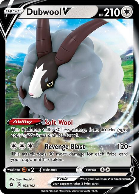 Dubwool V 153/192 Holofoil — Rebel Clash Pokémon card