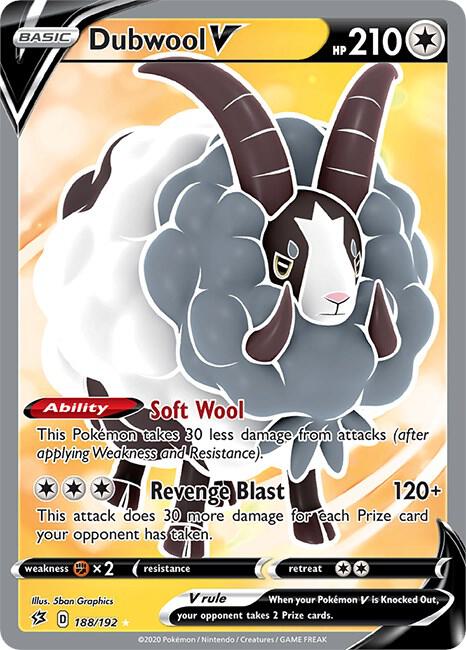 Dubwool V 188/192 Holofoil — Rebel Clash Pokémon card
