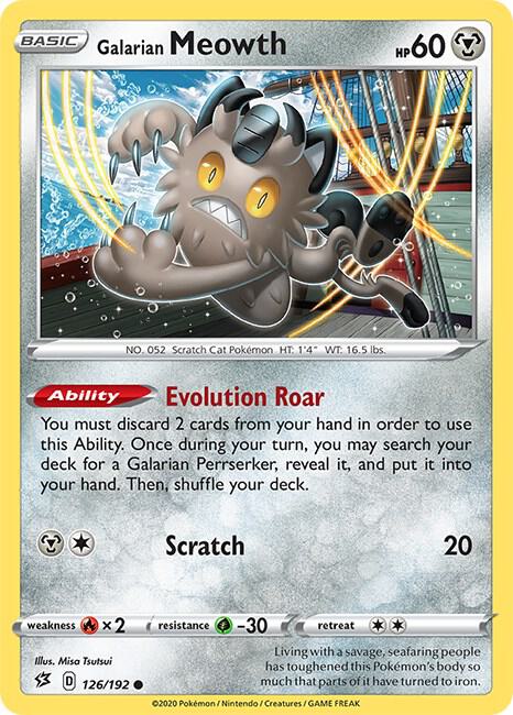 Galarian Meowth 126/192 Reverse Holofoil — Rebel Clash Pokémon card