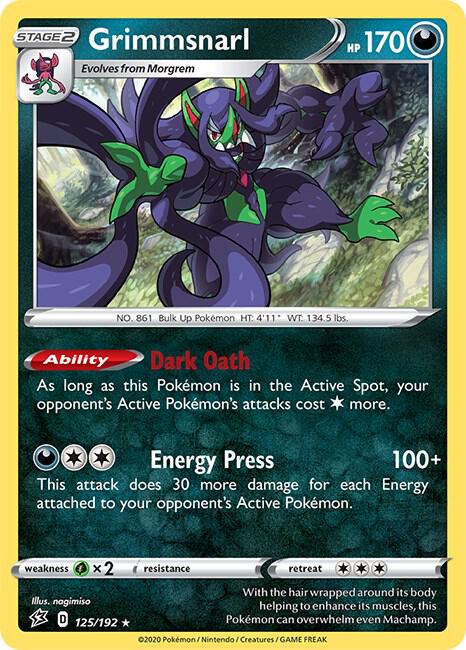 Grimmsnarl 125/192 Reverse Holofoil — Rebel Clash Pokémon card
