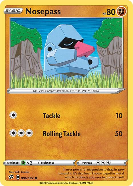 Nosepass 096/192 Reverse Holofoil — Rebel Clash Pokémon card