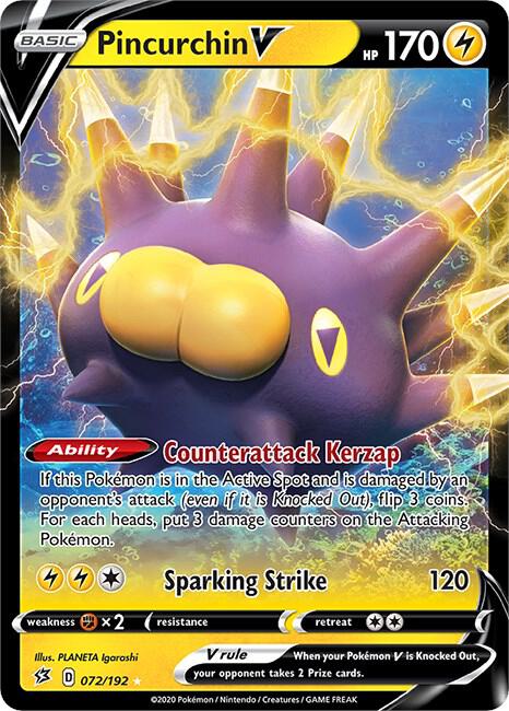 Pincurchin V 072/192 Holofoil — Rebel Clash Pokémon card