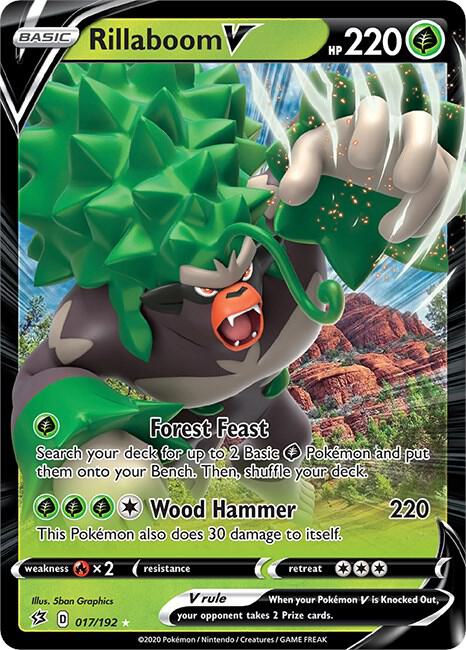Rillaboom V 017/192 Holofoil — Rebel Clash Pokémon card