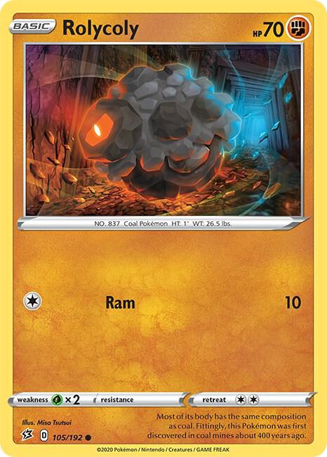 Pokemon - Rebel Clash - Rolycoly - 105/192 - Reverse Holofoil