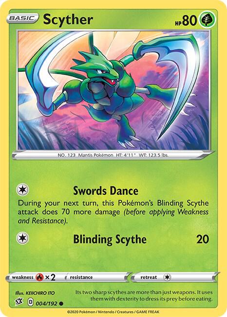 Scyther 004/192 Reverse Holofoil — Rebel Clash Pokémon card