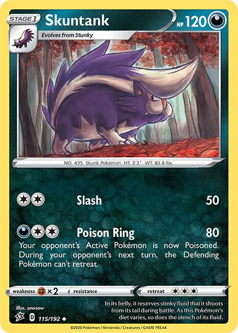 Skuntank 115/192 Reverse Holofoil — Rebel Clash Pokémon card