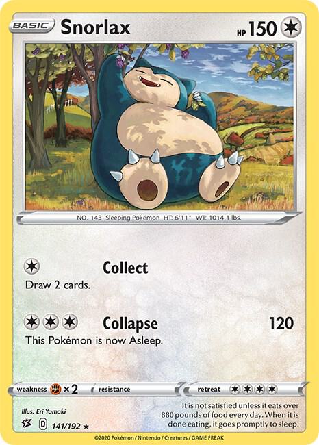 Snorlax 141/192 Reverse Holofoil — Rebel Clash Pokémon card